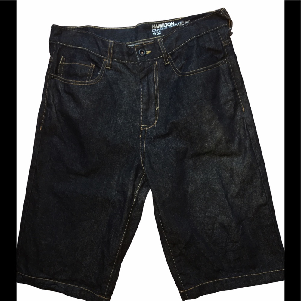 Sean John Hamilton dark wash denim long shorts 32